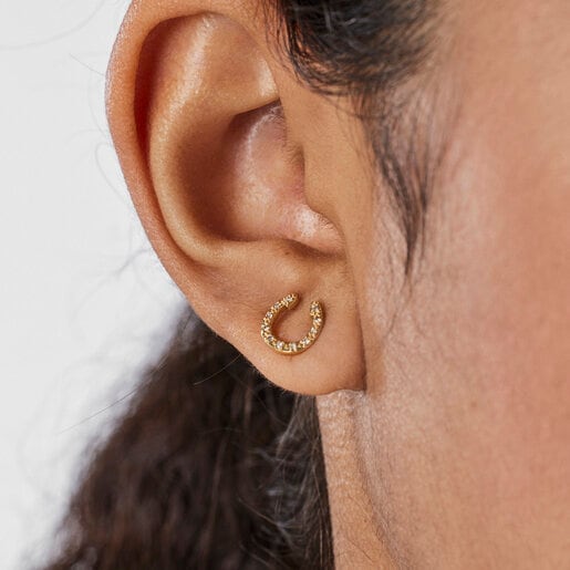 Gold TOUS Good Vibes horseshoe Earrings with Diamonds