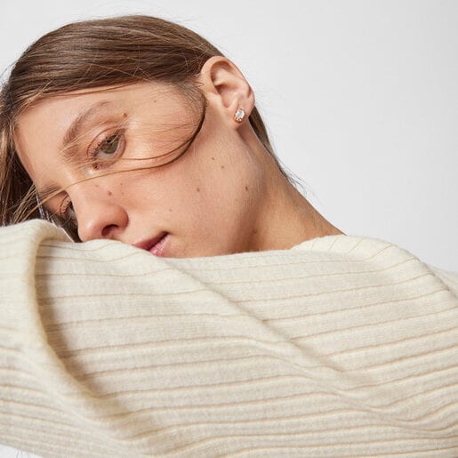 עגילי ורמייל בשיבוץ רוז קוורץ מלבני