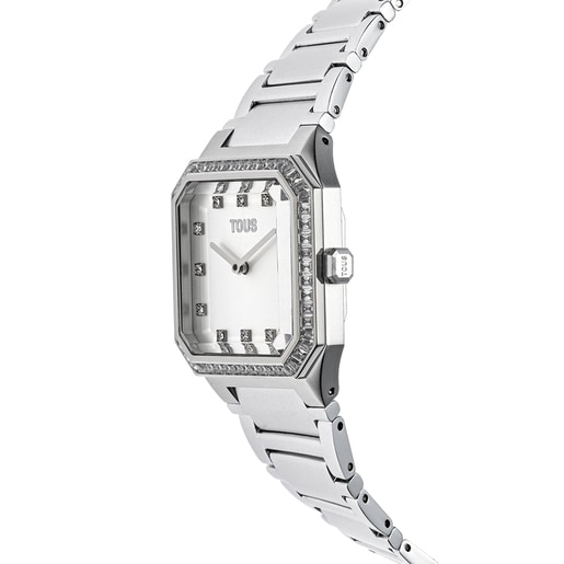 Analogowy zegarek Karat Squared z aluminiowym paskiem i cyrkoniami
