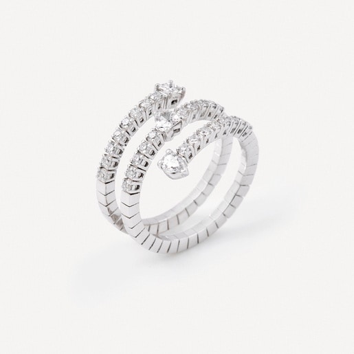 Anillo triple espiral de oro blanco con diamantes TOUS ATELIER