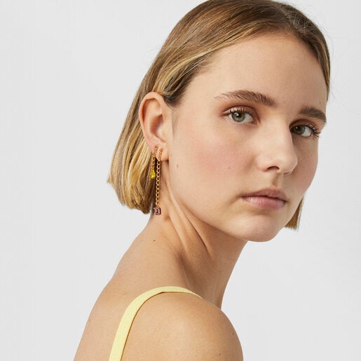 Aretes plata con baño de oro 18 kt sobre plata y gemas y esmalte TOUS Vibrant Colors