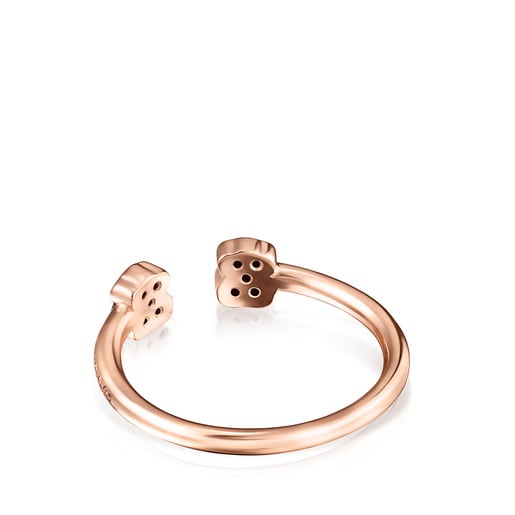 Bague Motif ouverte en Or Vermeil rose avec Spinelles