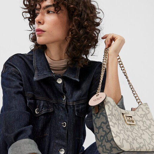 Bolso de hombro beige Kaos Legacy