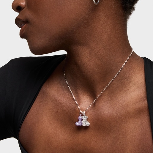 Silver bear Pendant with die-cut motif detailing Bold Bear