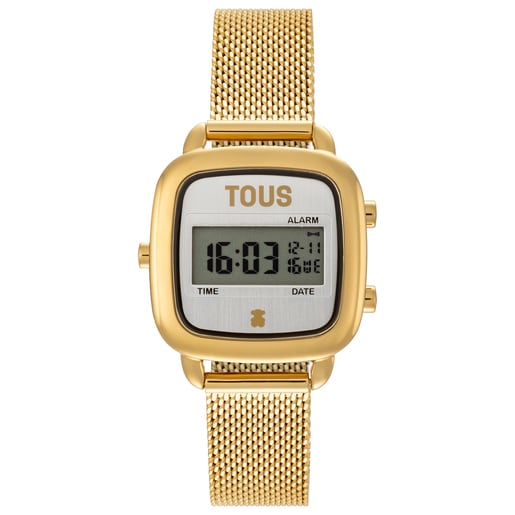 Reloj digital con brazalete de acero dorado D-Logo Mini