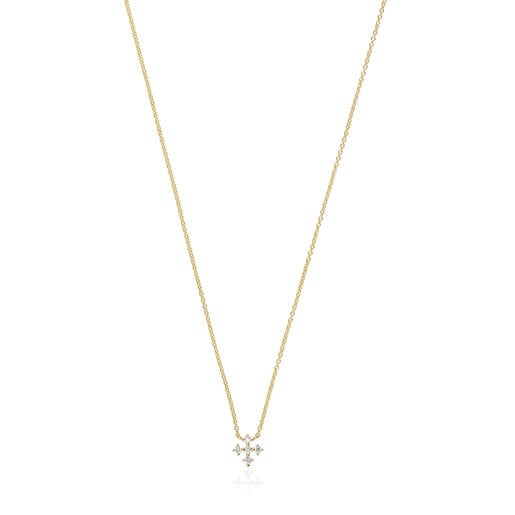 Gold Cross necklace with 0.08ct of diamonds Les Classiques