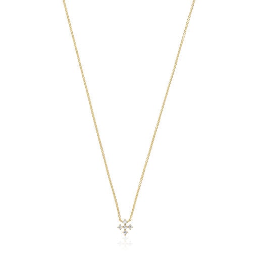 Gold Cross necklace with 0.08ct of diamonds Les Classiques | TOUS