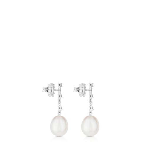 Aretes Les Classiques de Oro blanco con Diamantes y Perla