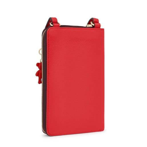 Pochette de téléphone portable à bandoulière avec portefeuille TOUS Funny rouge