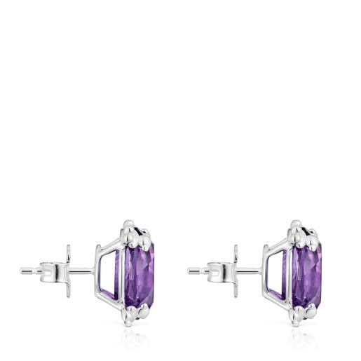 Silver Heart earrings with amethyst Color Pills