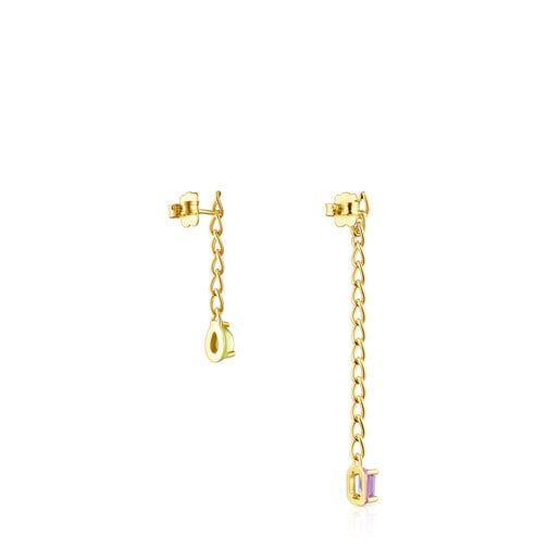 Pendientes con baño de oro 18 kt sobre plata y gemas y esmalte TOUS Vibrant Colors