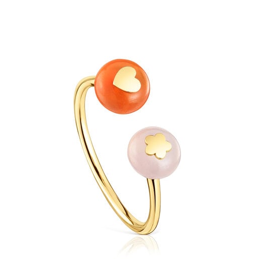 Small gold and chalcedony Open ring TOUS Balloon