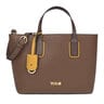 Small brown and mustard colored TOUS Essential Tote bag