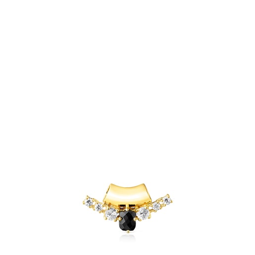 Silver Vermeil Glaring Pendant with Onyx and Zirconia