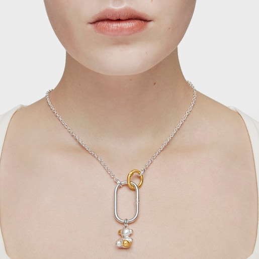 Collier ras du cou Hold en Argent avec chaîne petits anneaux, 42 cm.