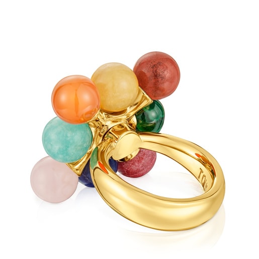 18kt gold plating over silver Ring with multicolored gemstones TOUS X LEA COLOMBO