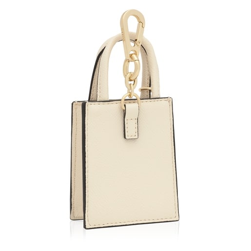Portachiavi con mini borsa beige Pop