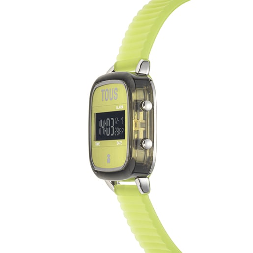 Montre numérique en polycarbonate vert avec bracelet en silicone D-Logo Fresh
