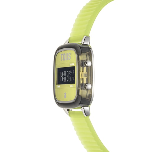 Green polycarbonate Digital watch with silicone strap D-Logo Fresh