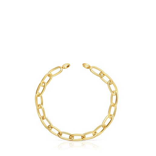 Pulsera cadena XL con baño de oro 18 kt sobre plata Hold Oval