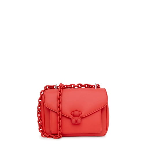 Small coral-colored leather Crossbody bag TOUS Bold Bear | TOUS