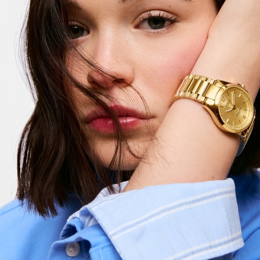 Reloj analógico con brazalete de acero dorado DRIVE NEW