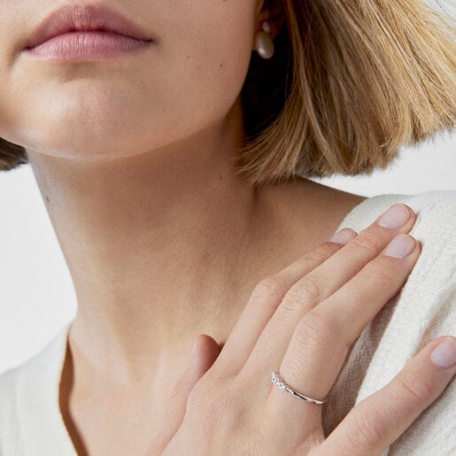 Anillo Riviere de Oro blanco con Diamantes