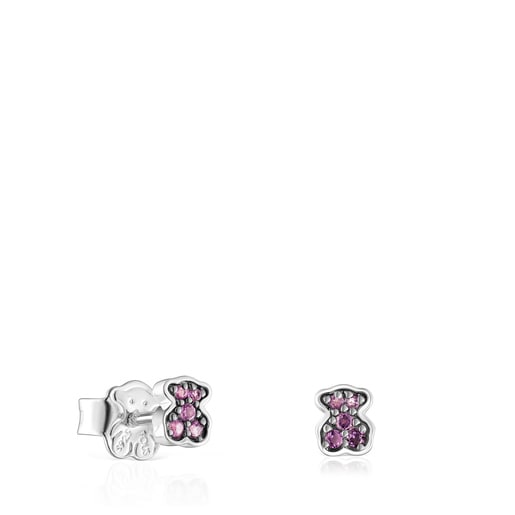 Silver TOUS New Motif Earrings with amethyst bear