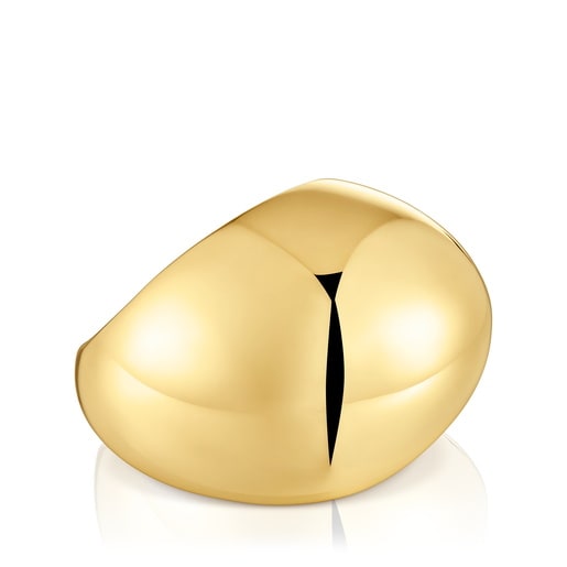 Wide Dome ring with 18kt gold plating over silver Warm