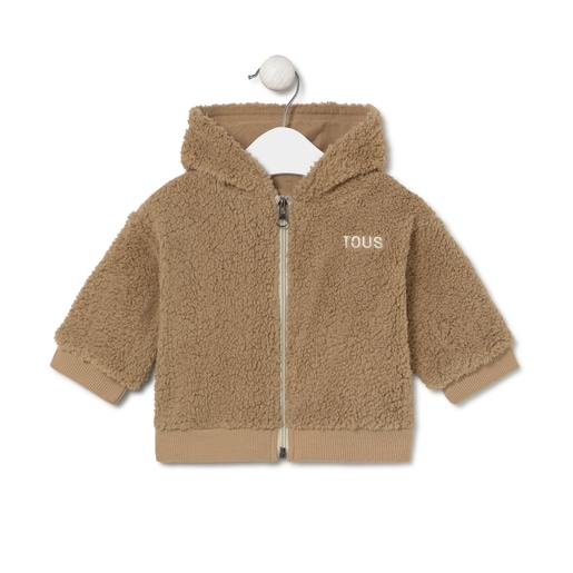Hooded fleece sweatshirt in Casual beige