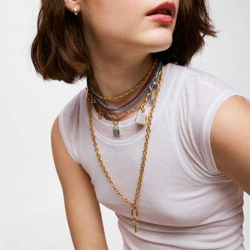 27 mm Pendant with 18kt gold plating over silver and key motif TOUS Unlock