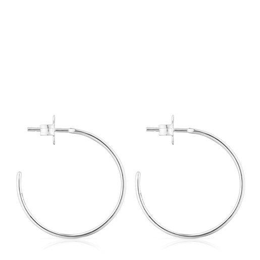 Silver TOUS Bear Row hoop earrings with bear silhouette | TOUS