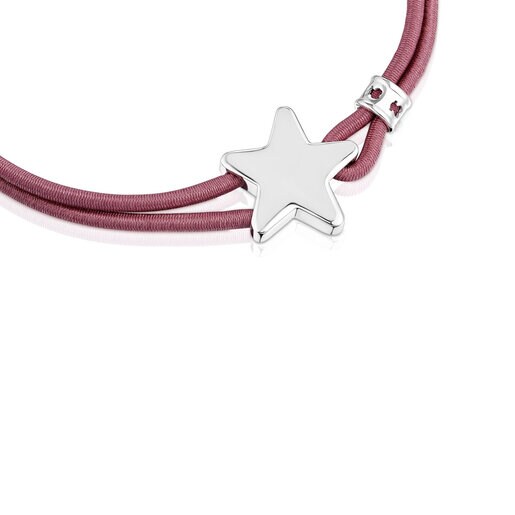 Pulsera elástica burdeos con estrella de plata Sweet Dolls