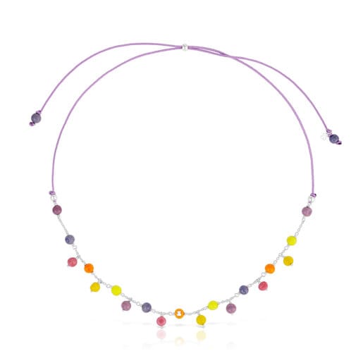 Silver, Murano glass and lilac-colored nylon Necklace Icon Glass