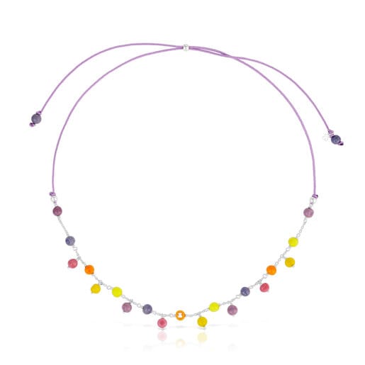 Silver, Murano glass and lilac-colored nylon Necklace Icon Glass | TOUS