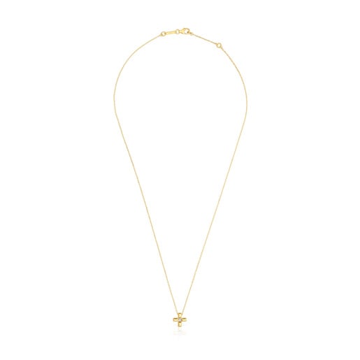 Collana con croce in oro e diamanti corta Basics