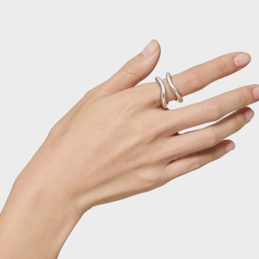 טבעת האב קשיחה כפולה כסף