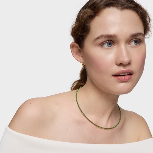 2 mm green steel Necklace TOUS Mesh Tube