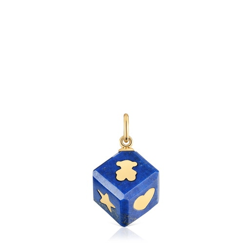 Dije de oro de 14 kt y lapislázuli Cube