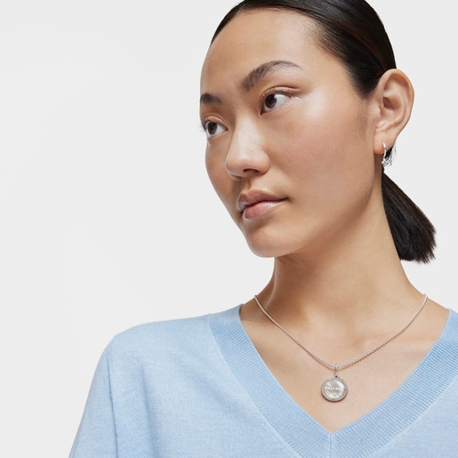 Silver medallion Pendant with nacre TOUS Mama