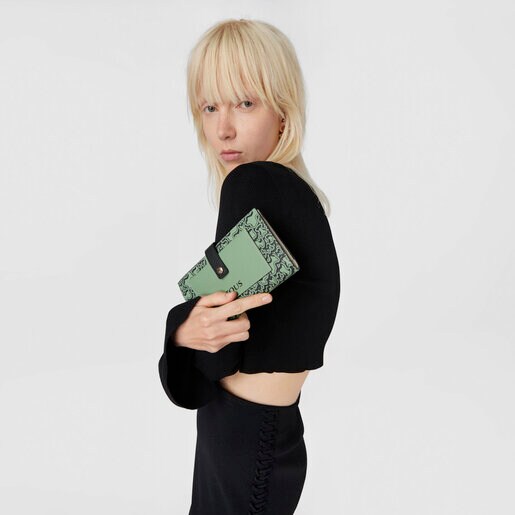 Large khaki TOUS Kaos Mini Evolution Pocket wallet