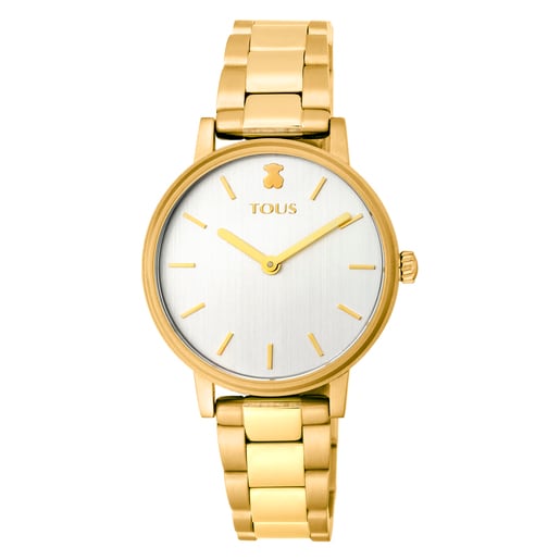 Gold-colored IP steel Rond Color Watch with blue-gradient zirconias