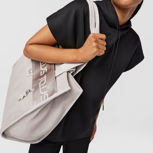 トートバッグ  Ina TOUS  テディベアチャーム付  XL ポリエステル グレー