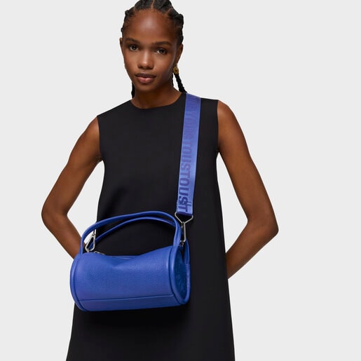 Sac Duffle en cuir bleu électrique petit TOUS Miranda