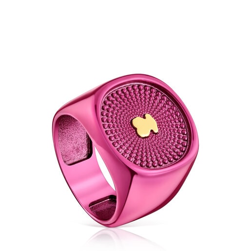 Sello de plata en color fucsia Oursin