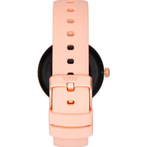 Smartwatch with nude-colored strap and rose-colored steel motifs TOUS S-CONNECT CHARMS