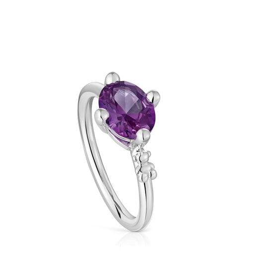 Small silver Ring with laboratory-grown lilac sapphire TOUS Color Lab