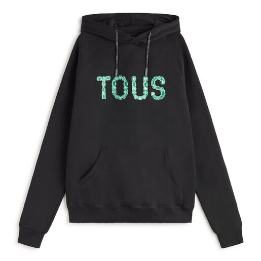 Sweat-shirt à capuche noir et turquoise Logo Gemstones