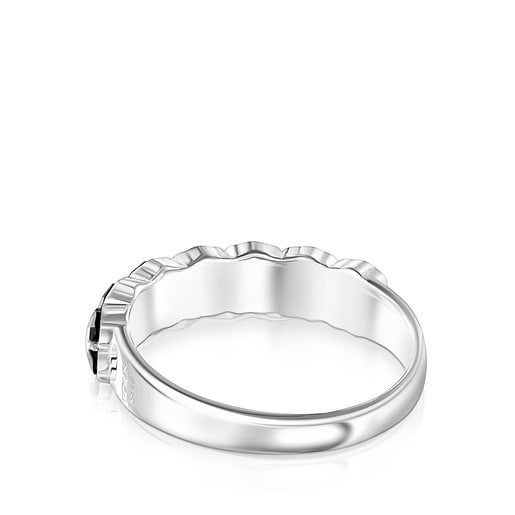 TOUS Mini Onix Ring Silver with Onyx 0,4cm.