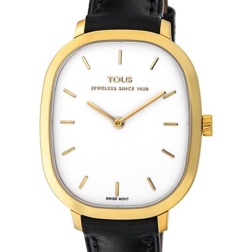Gold Heritage watch with black leather strap - Limited Edition
